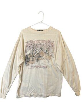 Snowshoe Thompson Deer Graphic Long Sleeve Shirt Size M 100% Cotton USA Made GUC